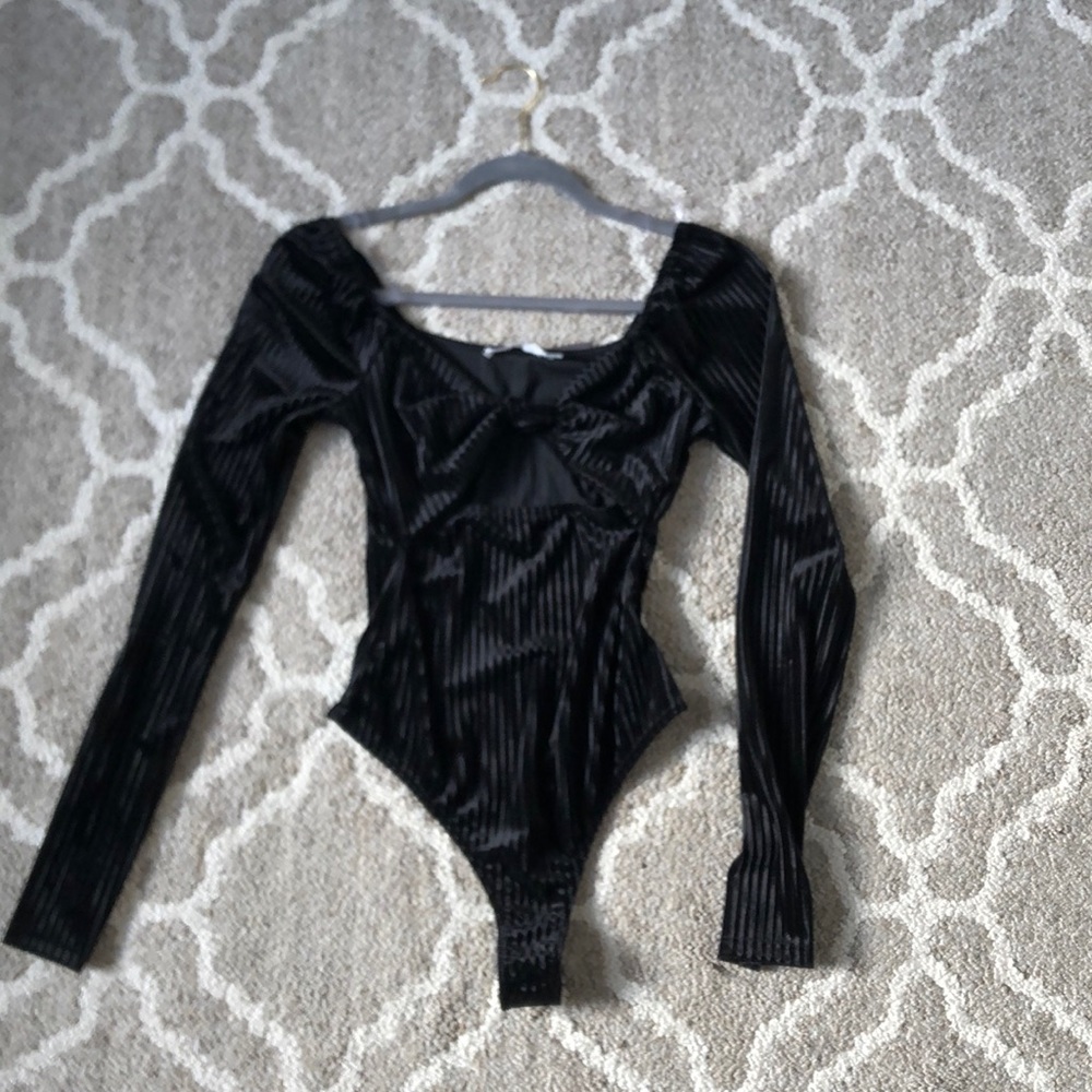Velvet ribbed bodysuit